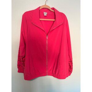 Chico's Zenergy Full Zip Jacket Hot Pink with cutout Sleeves Size 3/XL